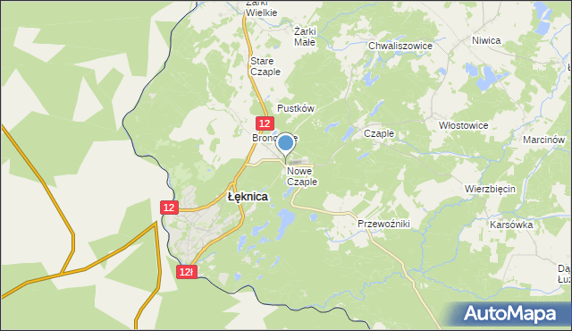 mapa Nowe Czaple, Nowe Czaple gmina Trzebiel na mapie Targeo